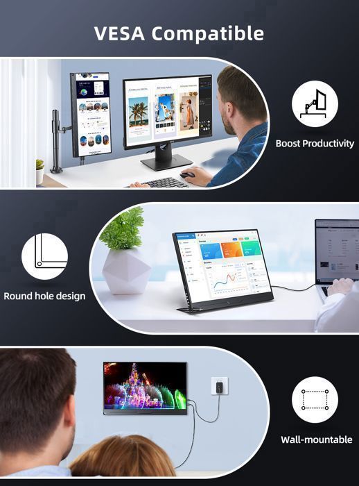UPERFECT – 1440p/2K-Gaming-Monitor, 100 % sRGB, 17,3-Zoll-Display, tragbar, VESA-kompatibel