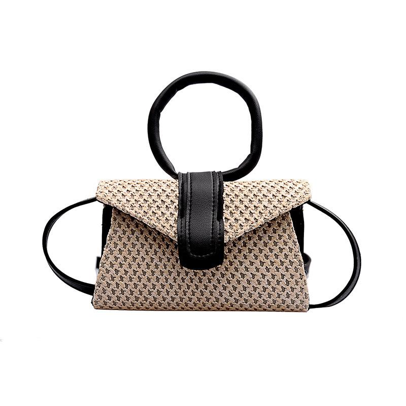 Sac bandoulière en paille tressée, style frais et tendance pour femme, idéal pour l'été. Sac à main bandoulière simple et décontracté.