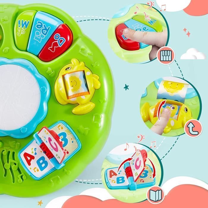 Table d'activité - Tambour Bébé - Jouet Musical - Lumières - Éducatif - 18 mois et plus