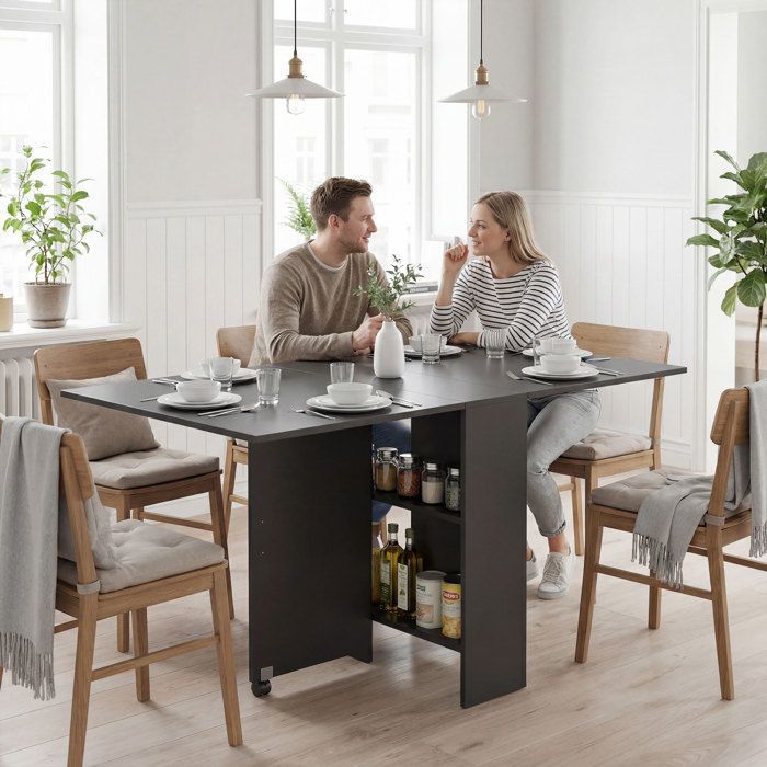 HOMCOM - Mesa de cozinha dobrável - Aglomerado - 75x140x74cm - Preta
