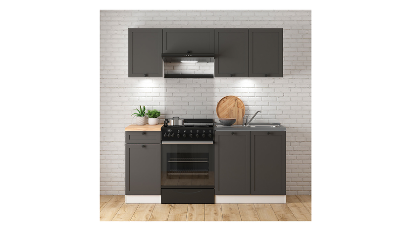 Komplet kuchenny Junona Line 180 cm grafitowy z blatem