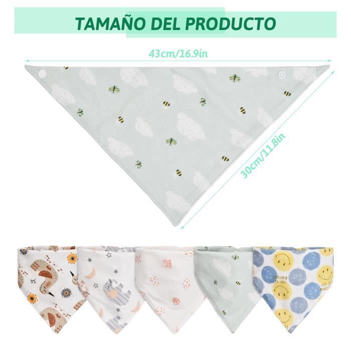 Set mit 5 weichen Baby-Lätzchen aus Baumwolle, Dreieck-Lätzchen für Babys, Kleinkinder und neugeborene Jungen