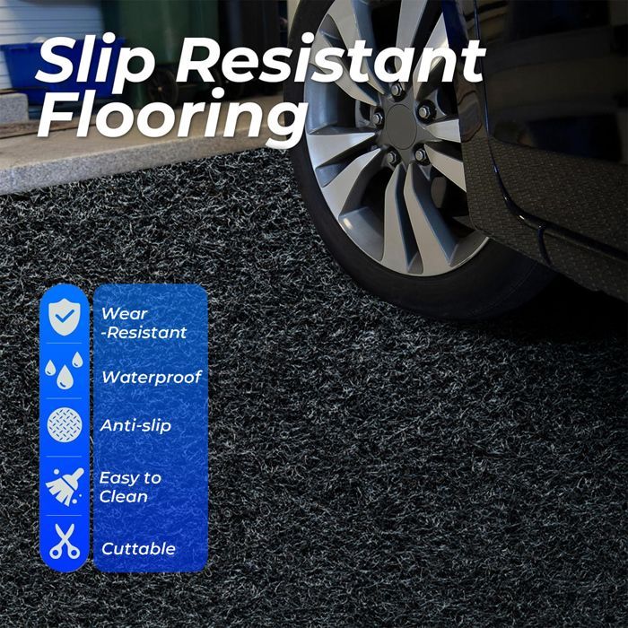Tapis antidérapant imperméable pour sol de garage - 269 cm × 671 cm, barrière contre les fuites d’huile, adapté aux voitures, motos