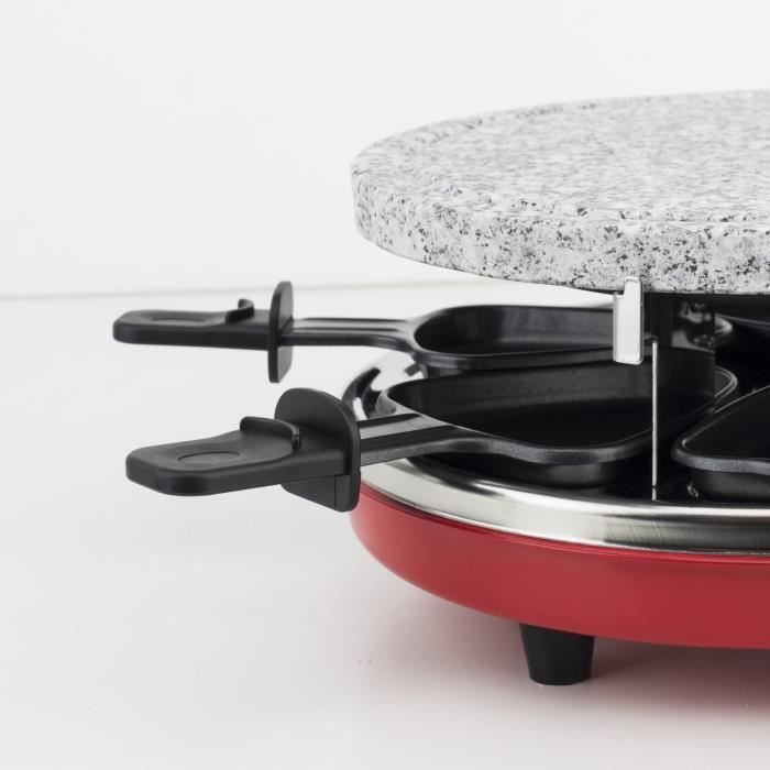 Parrilla para raclette H.KOENIG 4 en 1 - Para 8 personas - 900 W - Rojo/Negro