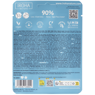 Iroha Nature Fun Pimple Patches lepilni obliži za akne, nagnjeno k koži, s salicilno kislino, za nadzor nepravilnosti 1 enota 1 enota