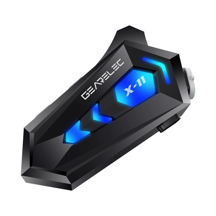 Intercomunicador inalámbrico estéreo para motocicleta GEARELEC con micrófono, audio inalámbrico 5.3, respuesta automática y asistente de IA.
