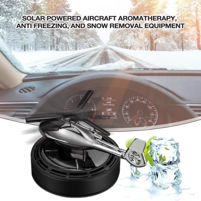 Difusor ambientador solar para coche con forma de avión - Difusor de aroma solar con forma de helicóptero, accesorios de decoración para coche - Negro