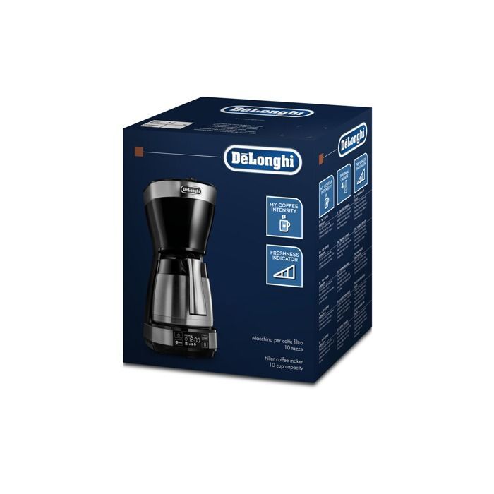 Cafetera de filtro DeLonghi Autentica ICM 16731 - 10 tazas - Negra, acero inoxidable