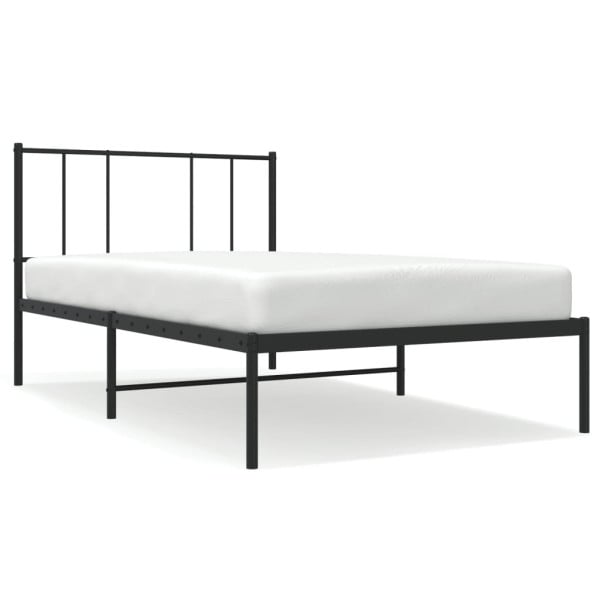 Metalowa rama łóżka z wezgłowiem czarna 75x190 cm