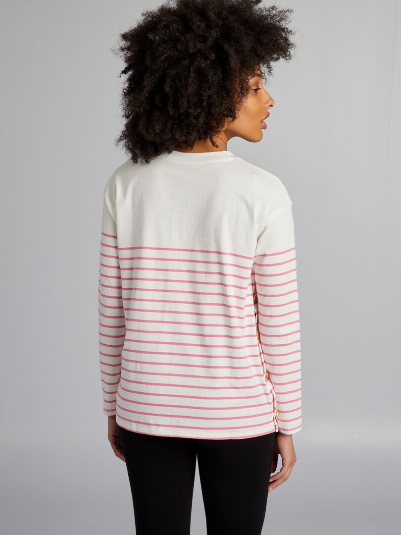 Camiseta listrada para enfermagem - ROSA
