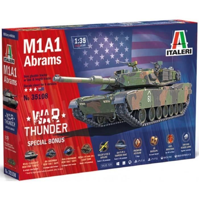 ITALERI - Kit de Modelo do Tanque M1A1 Abrams - War Thunder |italeri|35108| Kit de Modelo em Escala 1:35 - Ref: 15669