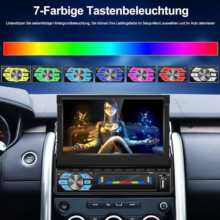 Autorradio 1 DIN con pantalla retráctil motorizada de 7