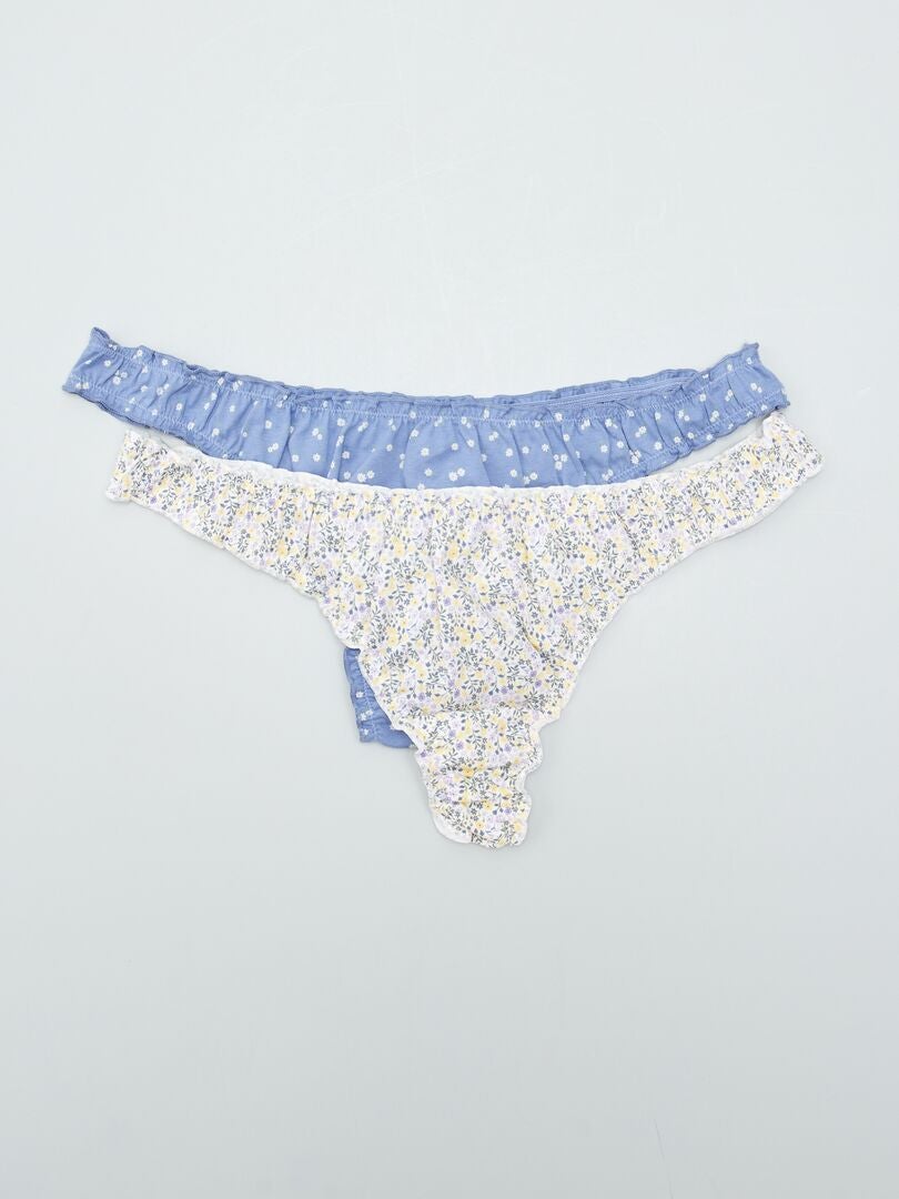 Set van 2 bloemenprint teenslippers - WIT