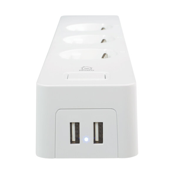 3-way power strip with 2 x USB