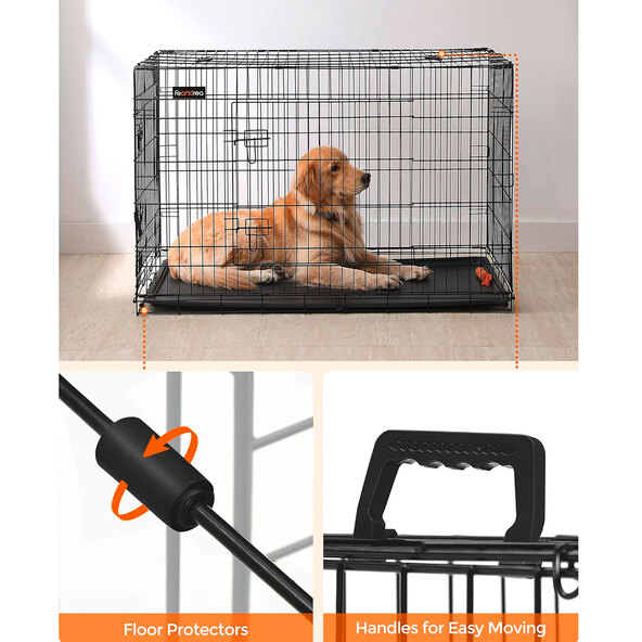 Foldable dog crate with 2 doors