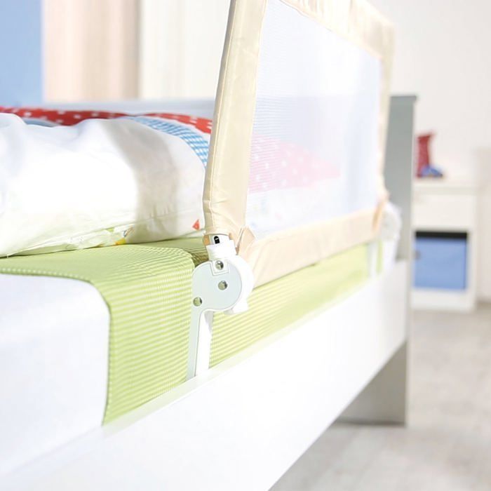 ROBA Klipp-Klapp Absturzsicheres und klappbares Bettgitter für Kinder und Babys – 100 cm – Beige