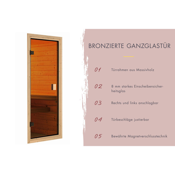 Carla 6 badstuehytte, inkludert ovn, naturlig finish
