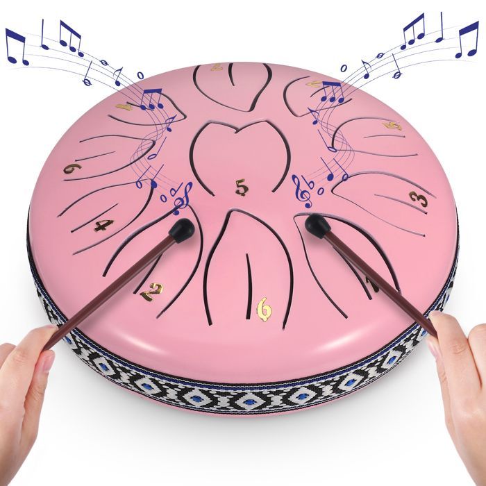 Tambor de lengüetas, handpan de 15 cm (6 pulgadas), 11 tonos, clave de Do, instrumento musical de percusión para niños, incluye bolsa.
