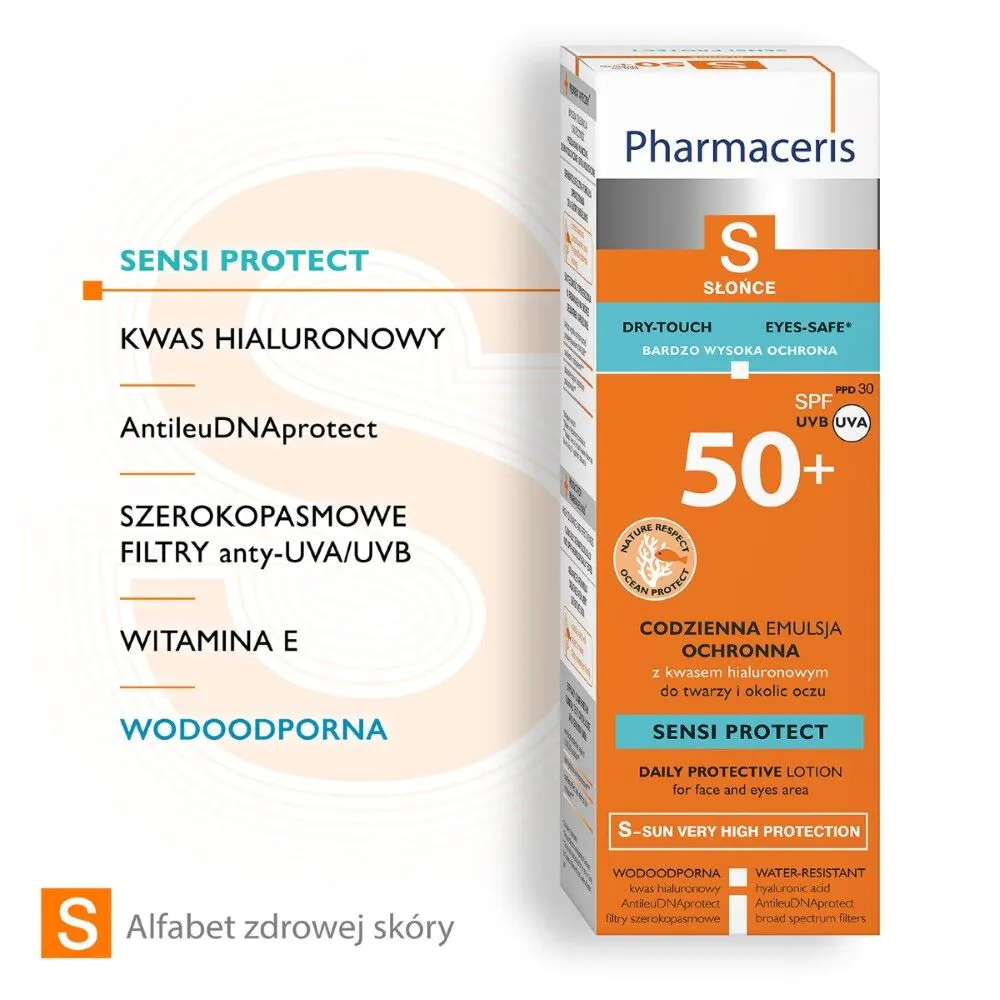 Pharmaceris S Sensi Protect Codzienna emulsja ochronna do twarzy i okolic oczu SPF50+