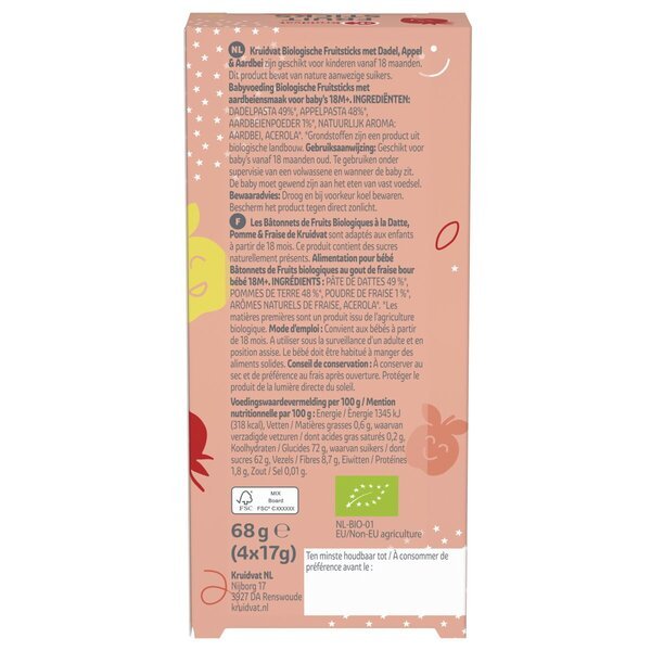 Kruidvat 18+M organski voćni štapići<br>68g