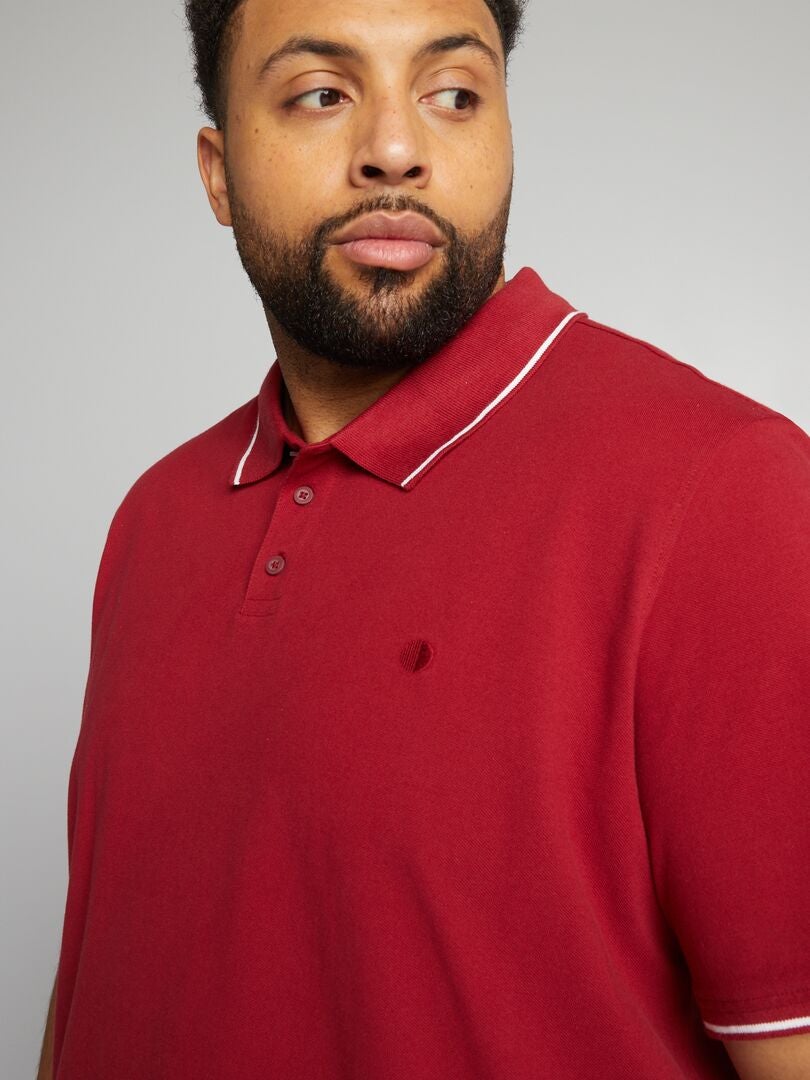 Polo shirt van contrasterend katoen - ROOD
