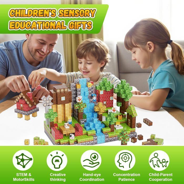 Bloques de construcción magnéticos, juego de 200 piezas de bloques de construcción magnéticos, juguetes magnéticos creativos para niños