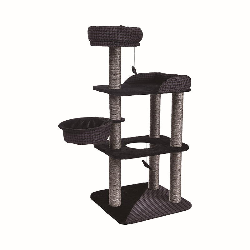 Zoozaker Klettergerüst Katze H 132x62x62 cm grau
