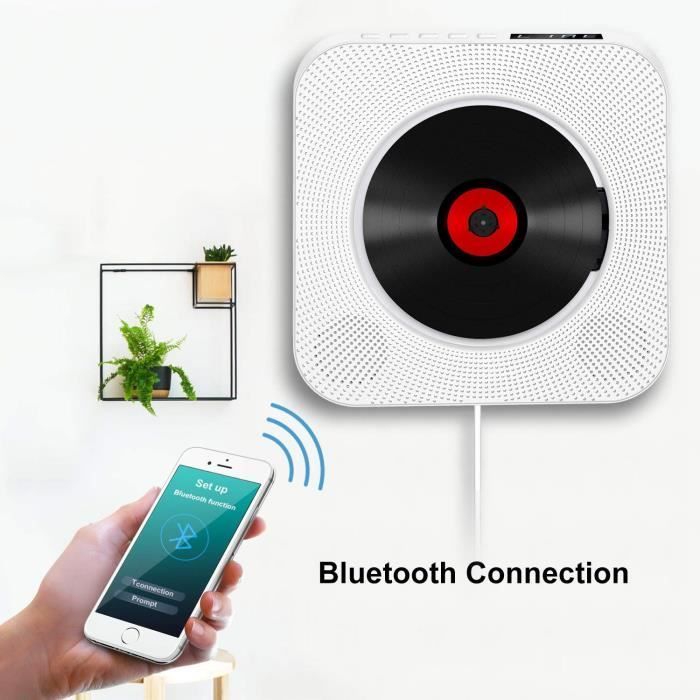 Reproductor de CD portátil - PIMPIMSKY - Bluetooth de pared - Radio FM - Altavoces HiFi - MP3 USB
