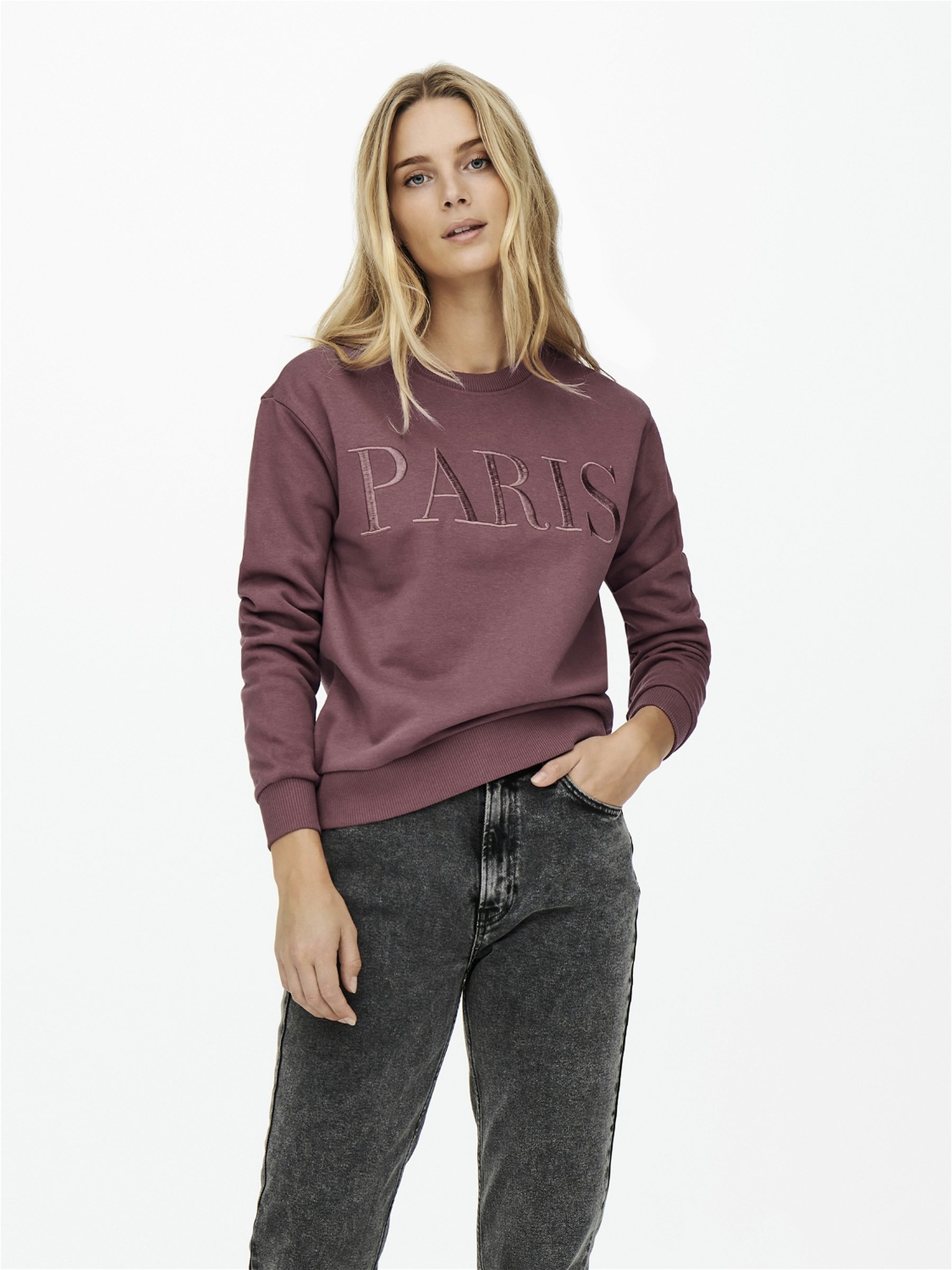 Felpa JDY JDYPARIS LS EMB JRS - marrone rosato