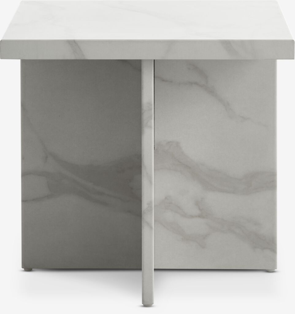 GANDRUP Stūra galds GANDRUP 45x45 balta marmora imitācija