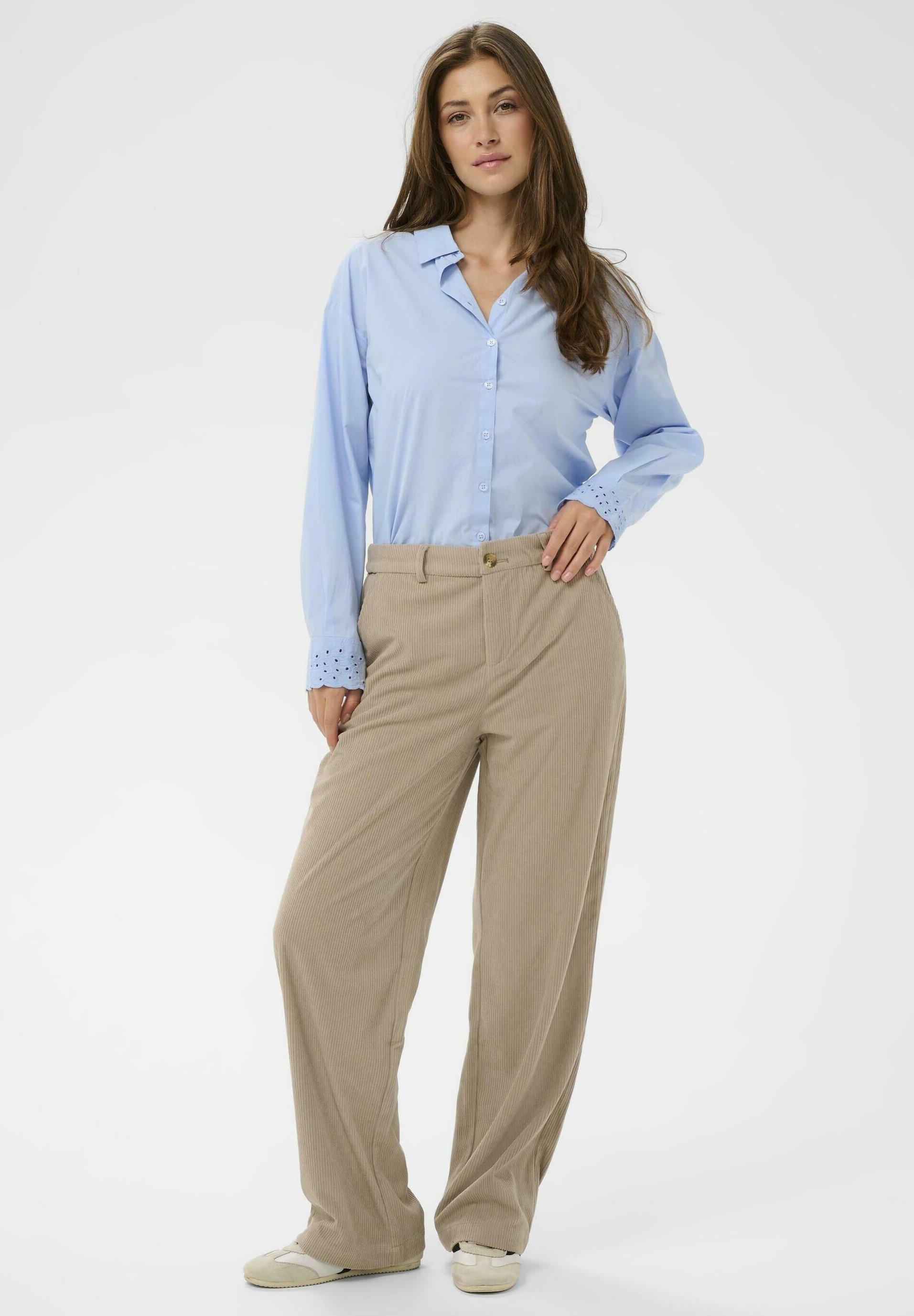 Pantaloni KANNA crem - gri pavat