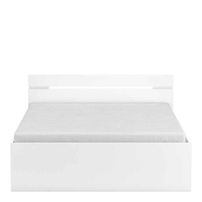 Cama para adultos Demeyere Michigan - 140 x 190 cm - Múltiples compartimentos de almacenamiento - Blanca