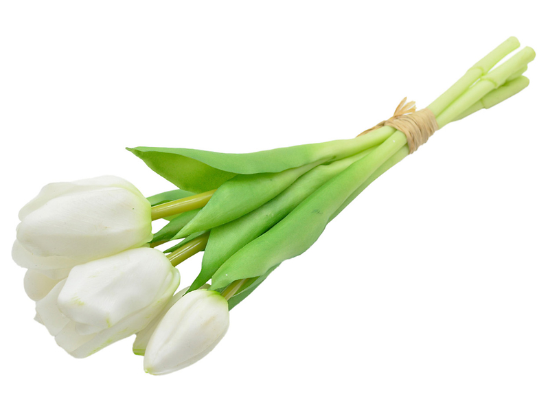 Bukiet tulipanów gumowanych 5 szt. 29 cm białych
