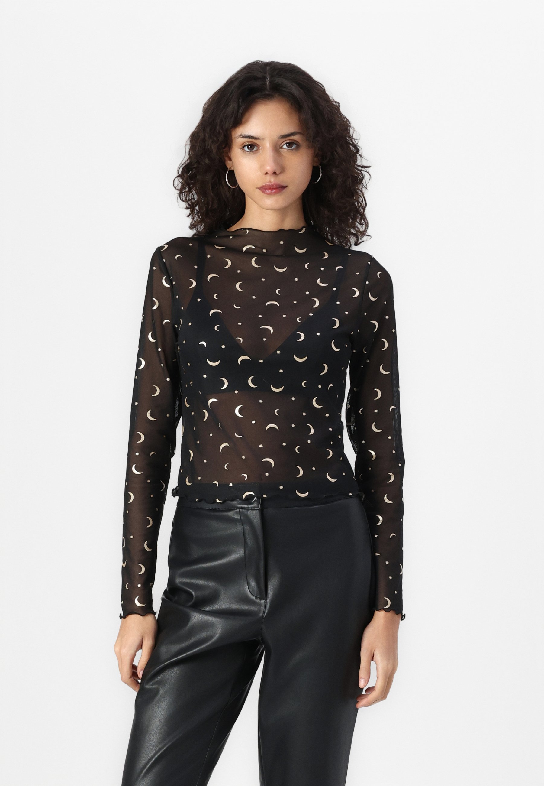 Noisy May NMSTAR FOIL - Top met lange mouwen - zwart