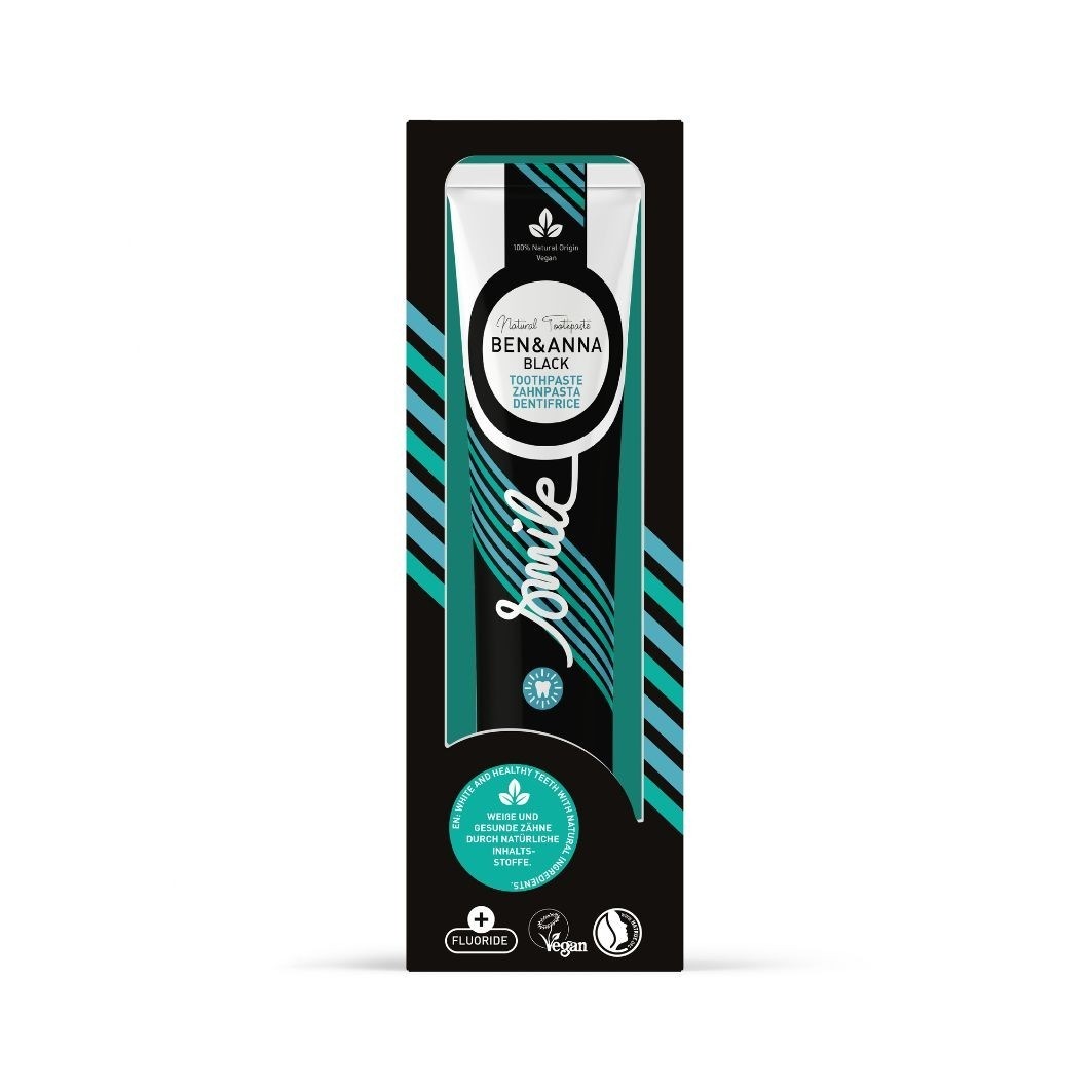 Pasta de dientes infantil Ben & Anna Smile con flúor, negra – 75 ml