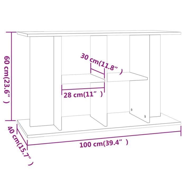 vidaXL Support pour aquarium gris béton 100x40x60 cm bois d'ingénierie 833587