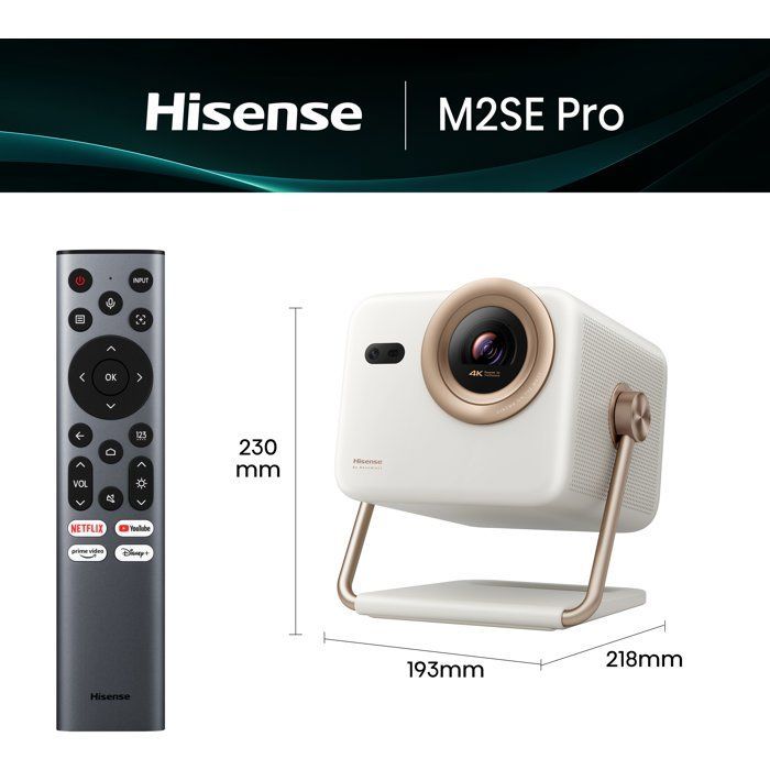 Videoproiettore - HISENSE - M2SE Pro - 4K UHD - Triplo laser tricromatico - 1150 ANSI lumen - Smart TV VIDAA - Dolby Vision
