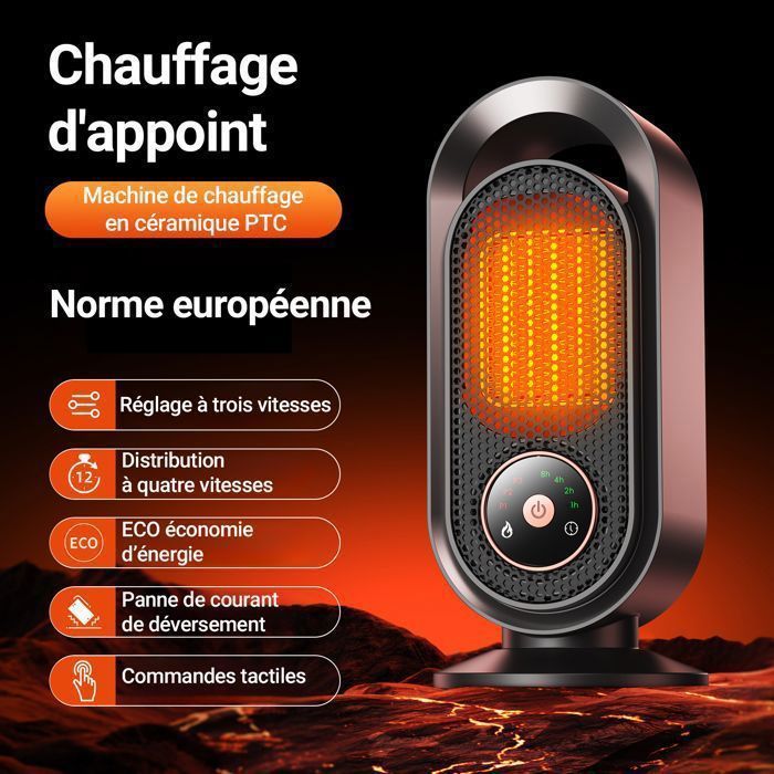 Calentador auxiliar INKBIRD de 1500 W, calentamiento rápido, pantalla táctil capacitiva, PTC, oscilación de 60°, control de consumo energético, temporizador.