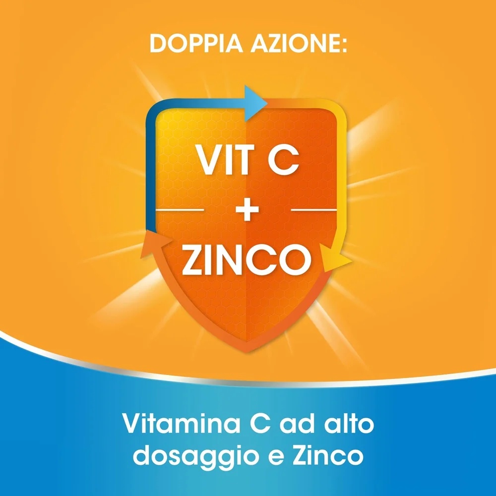 BAYER Redoxon Double Action, saveur orange et mandarine, 15 comprimés effervescents, complément alimentaire avec vitamine C et zinc