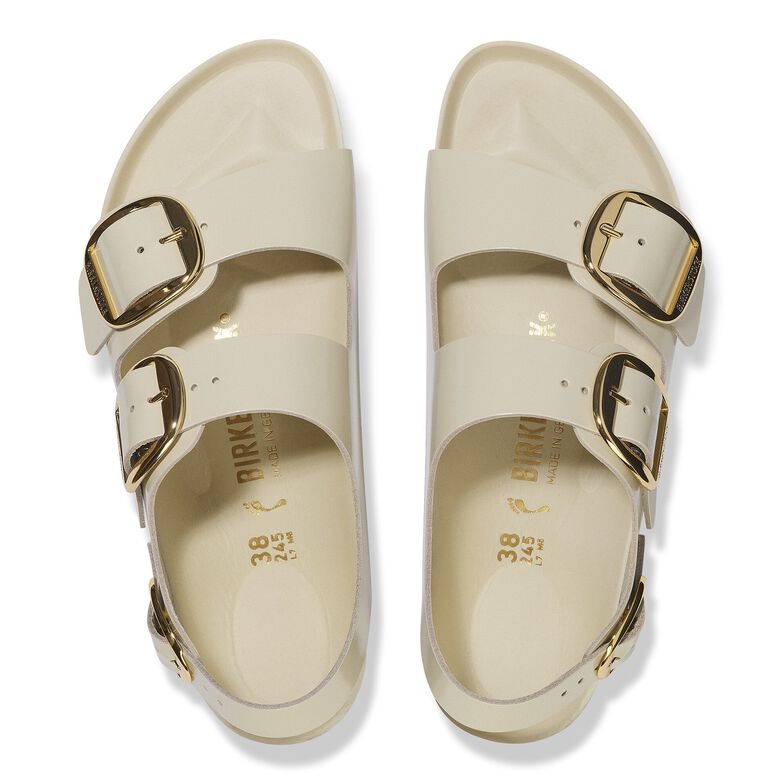 Milano Big Buckle Pelle naturale vernice - High-Shine Ecru High-Shine Ecru