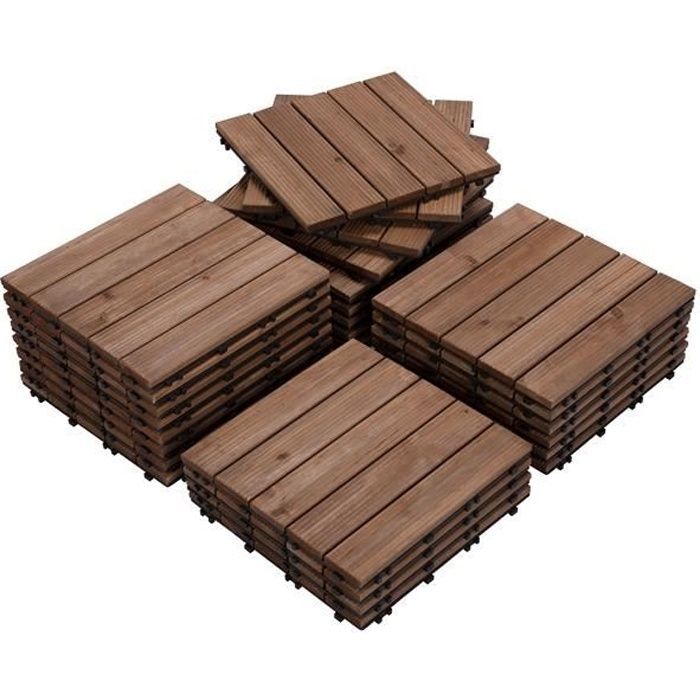 Juego de 27 baldosas entrelazadas para patio, aptas para uso interior y exterior - 30 x 30 cm - Sistema de encaje - Yaheetech