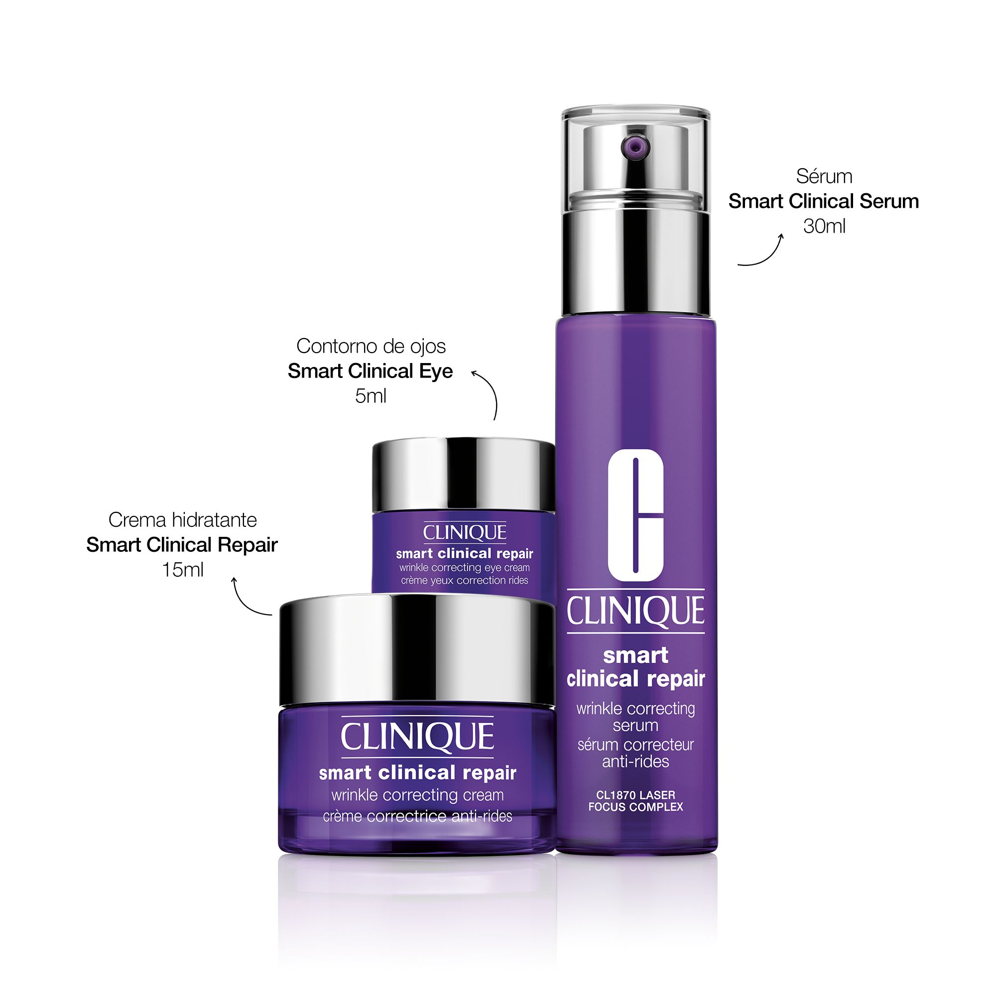 Dovanų rinkinys nuo senėjimo: „Smart Serum“, „Smart Cream“ ir „Smart Eye Contour Cream“ kelioninio dydžio. Prabangūs dovanų rinkiniai.