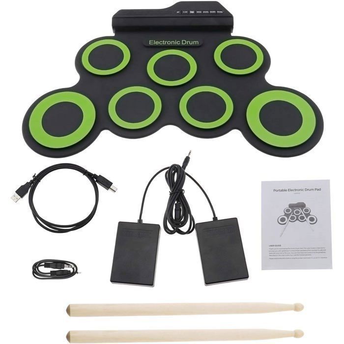 Electronic drum set with percussion pad, portable electronic roll-up drum, perfect for beginners and children