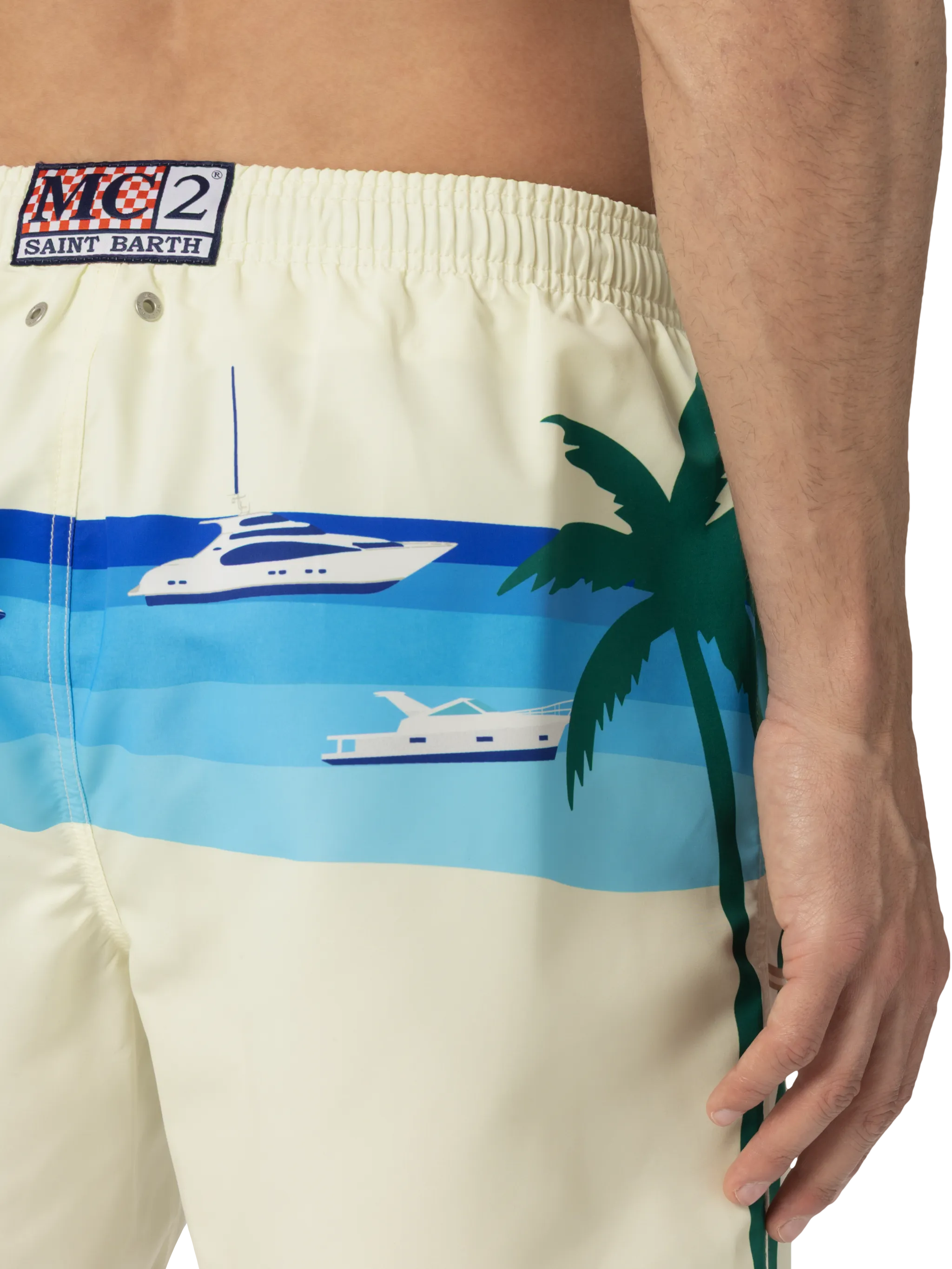 Gustavia midi-badpak met print van een ansichtkaart van Formentera