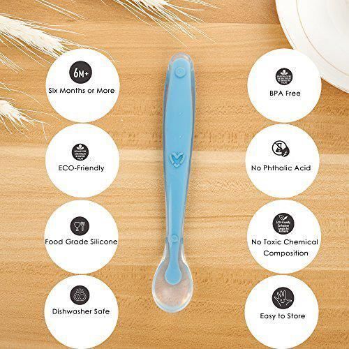 Cucharas suaves para bebés ChaoHuiFeng de silicona, juego de 4 cucharas para la introducción de alimentos sólidos, para bebés de 4 meses.