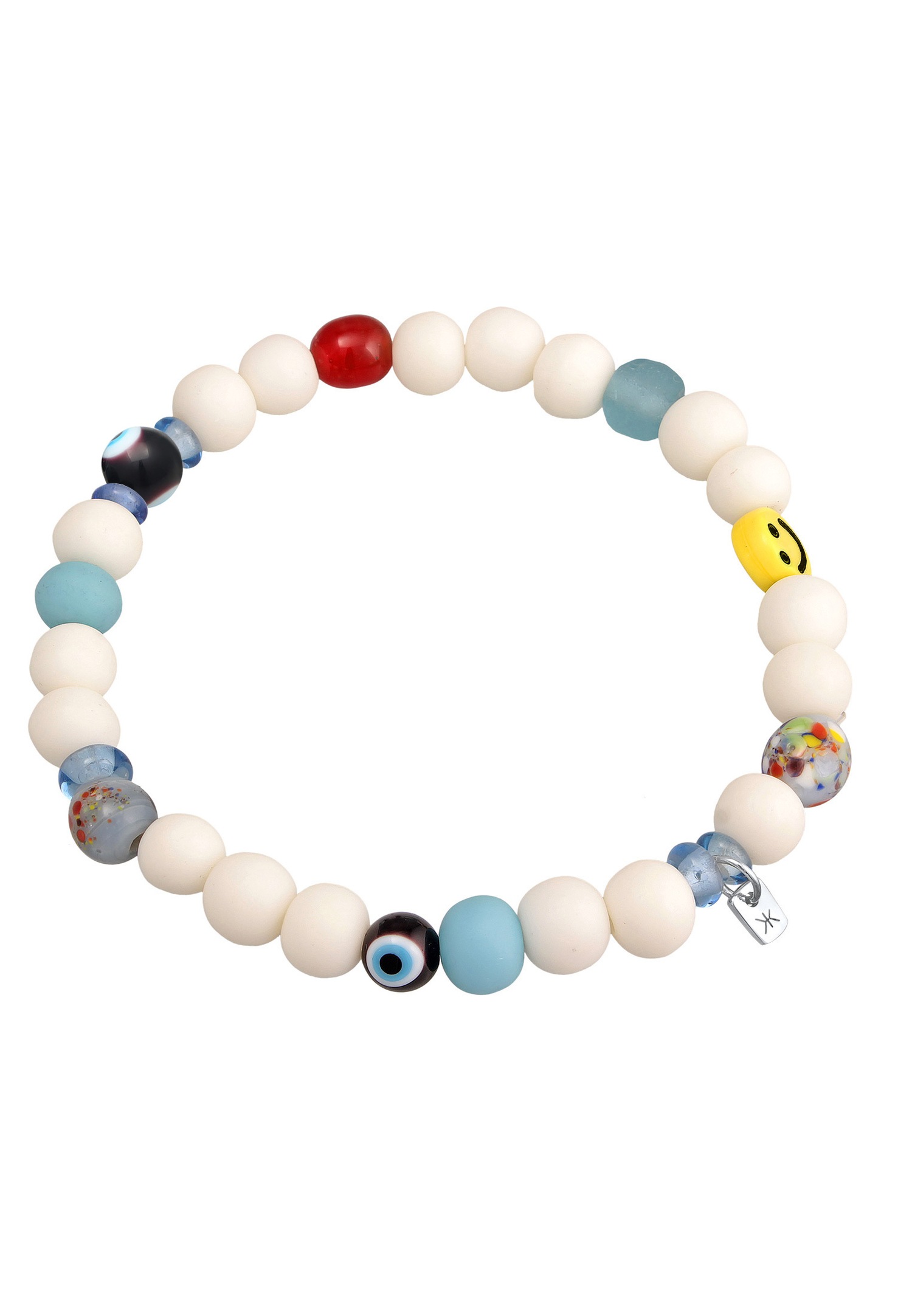 KUZZOI Hommes avec Smiling face Beads avec des perles de résine en argent sterling 925