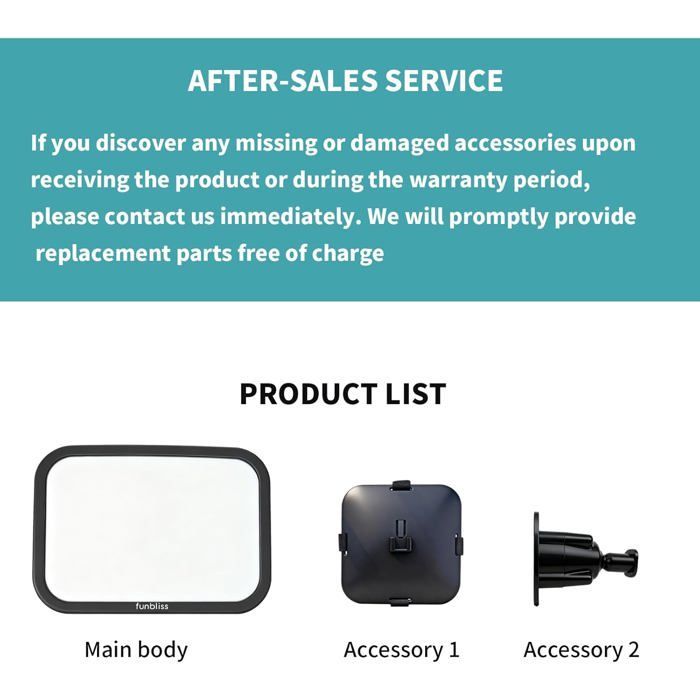 Espejo retrovisor para coche de bebé, espejo retrovisor para coche de bebé con visión clara y amplia, fácil instalación, rotación de 360° para ajuste.