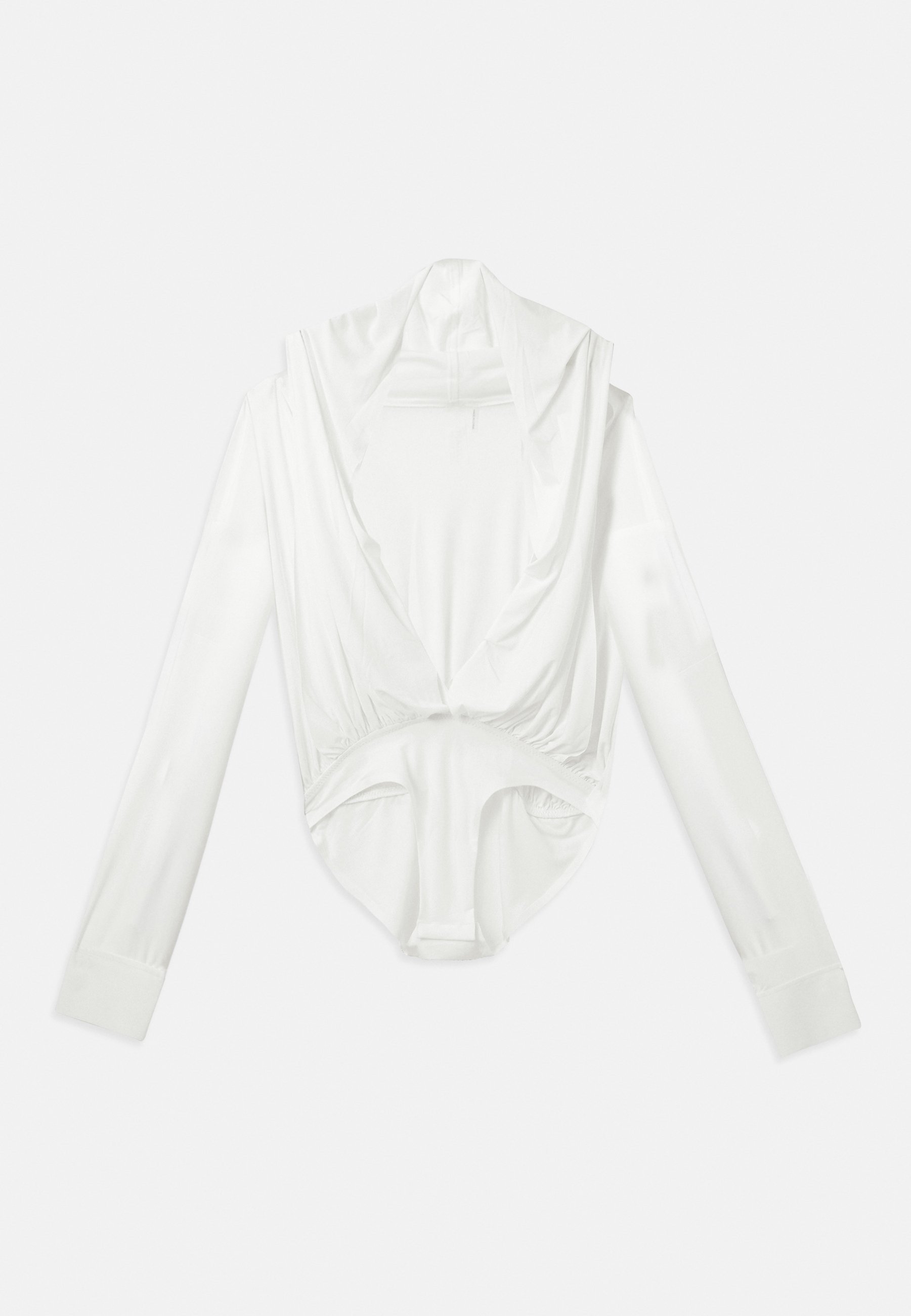 Camisa Norma Kamali com capuz, tamanho super grande - Blusa de manga comprida - branca como a neve