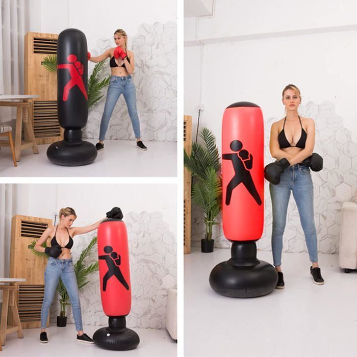 Inflatable freestanding punching bag for boxing training, kick-up, support for karate, taekwondo, MMA, weight training.