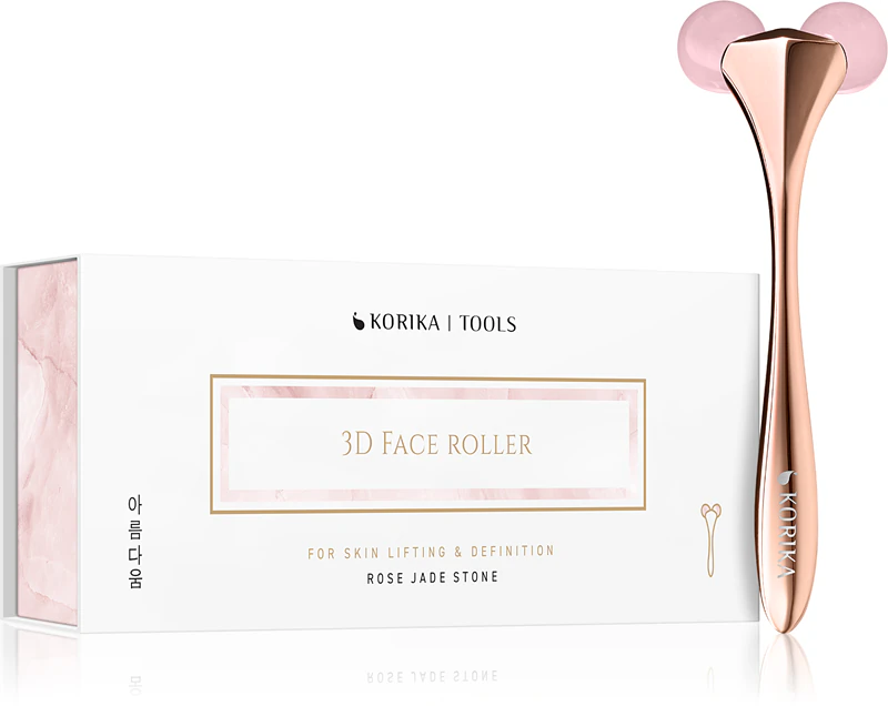 KORIKA Tools 3D Face Roller masážny valček na tvár s ružovým nefritom